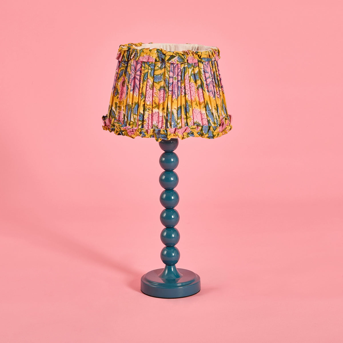 Blue Stacked Bead Metal Table Lamp Base 31cm