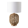 Woven Seagrass Table Lamp with Cotton Shade 52cm