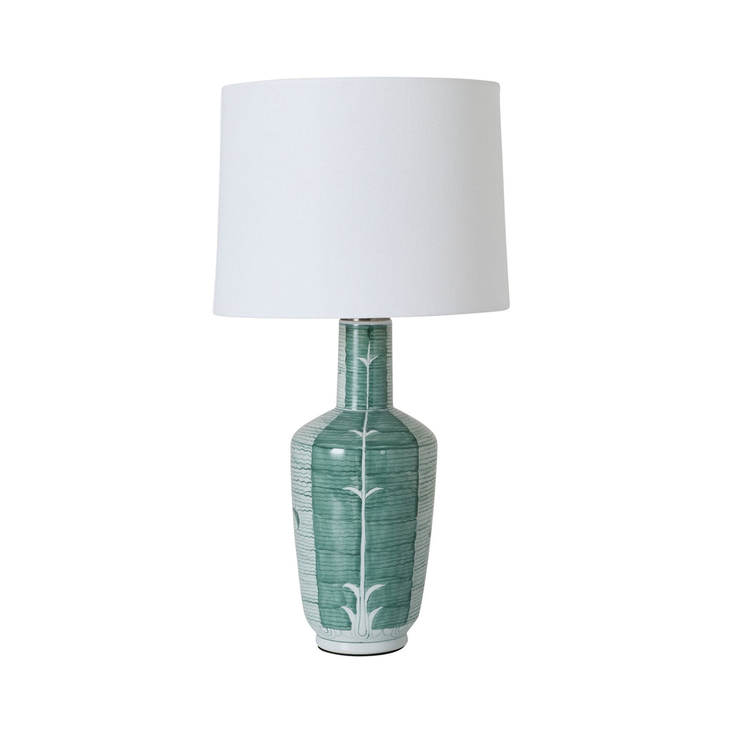Sage Green Ceramic Table Lamp with White Shade 56cm
