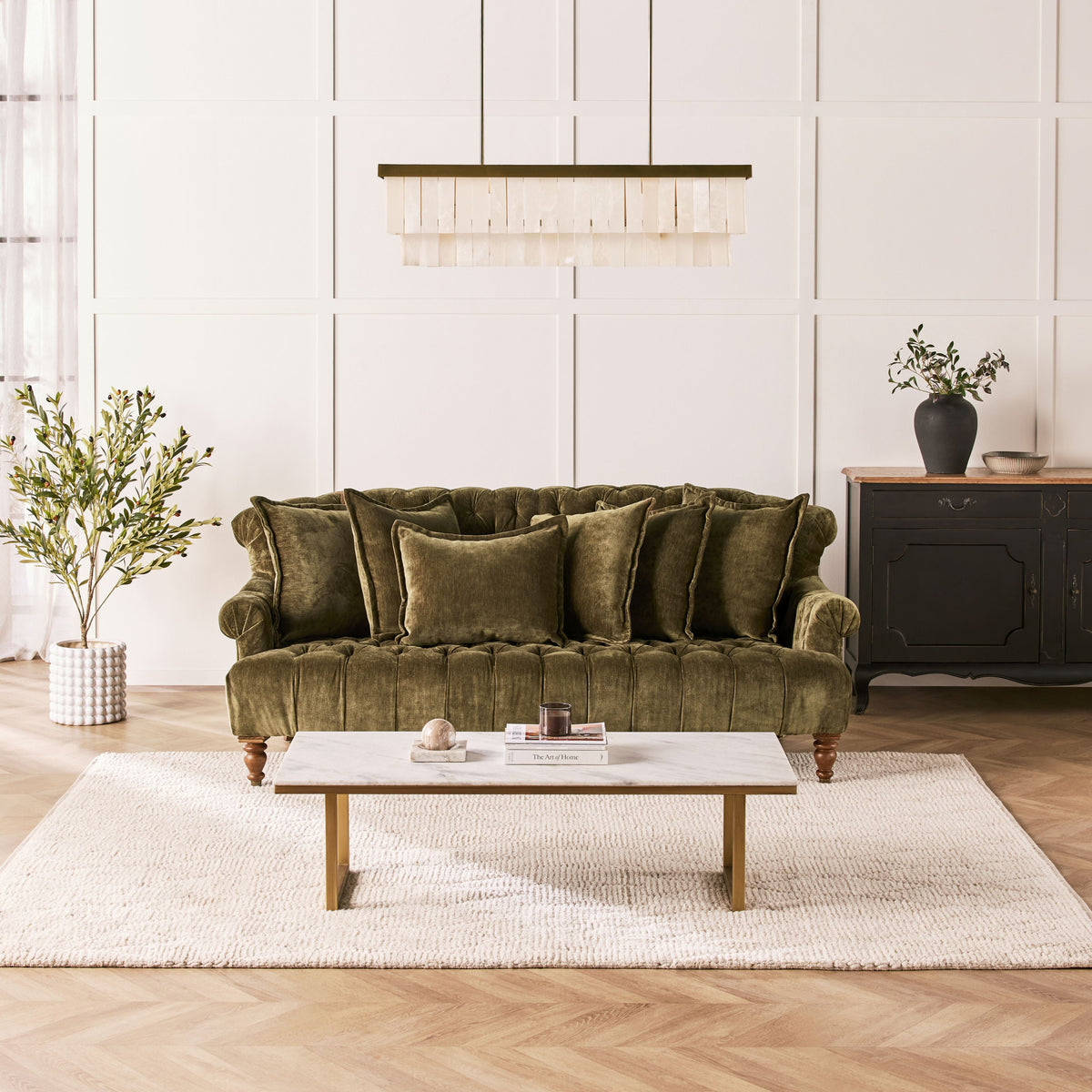 Aster 9 Light Rectangle Marble Chandelier 120x32cm