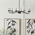 Matte Black Metal Eight-Light Candelabra Chandelier 76cm