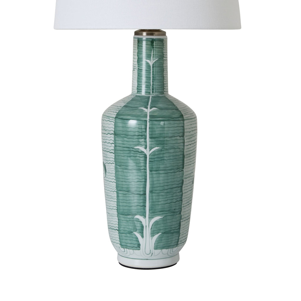 Sage Green Ceramic Table Lamp with White Shade 56cm
