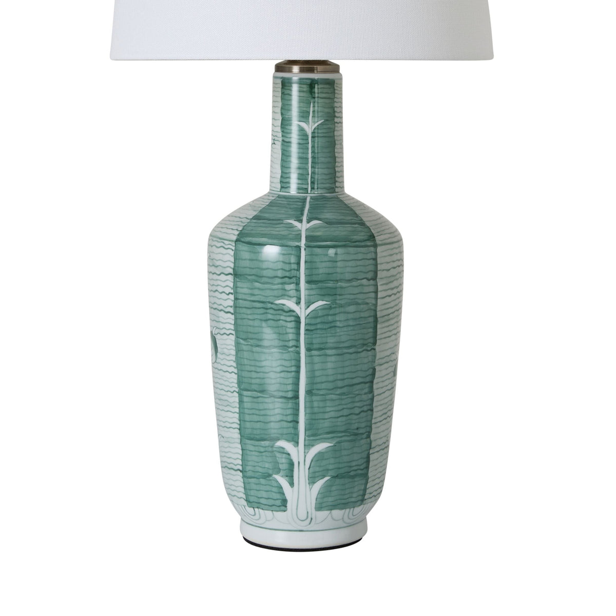 Sage Green Ceramic Table Lamp with White Shade 56cm