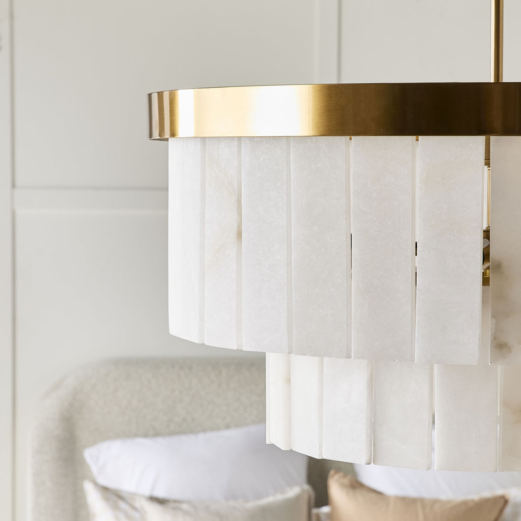 Aster 9 Light Round Marble Chandelier 60x47cm