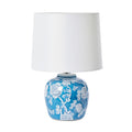 Blue Floral Ceramic Table Lamp with White Shade 46cm