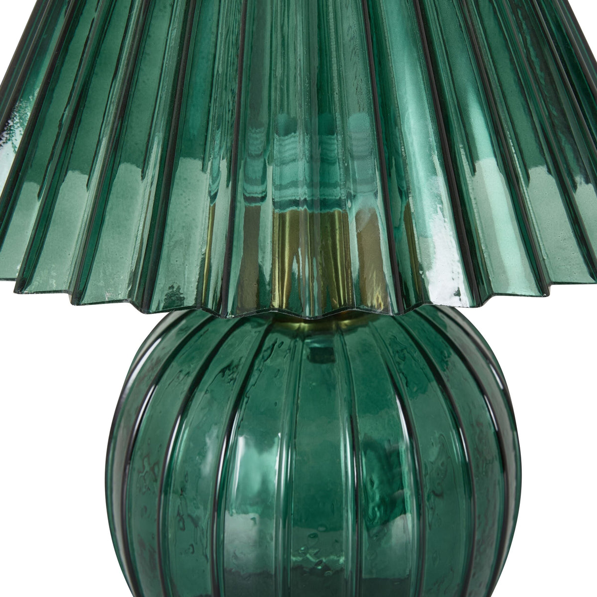 Ribbed Green Glass Table Lamp 37cm