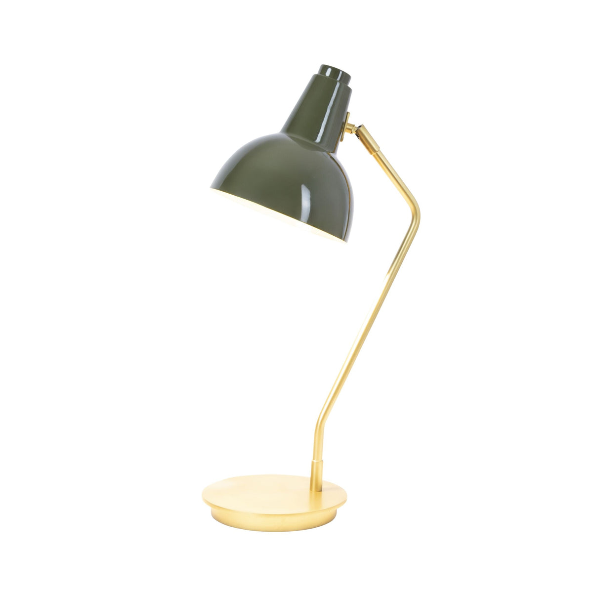 Matte Brass Metal Table Lamp with Green Shade 57cm