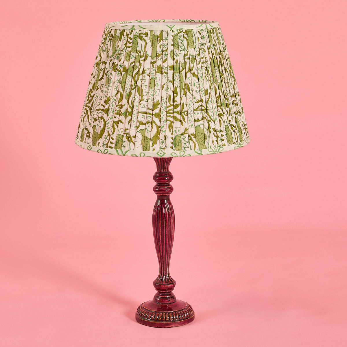 Zarina Meena Deep Red Wooden Table Lamp Base 13x13x36cm