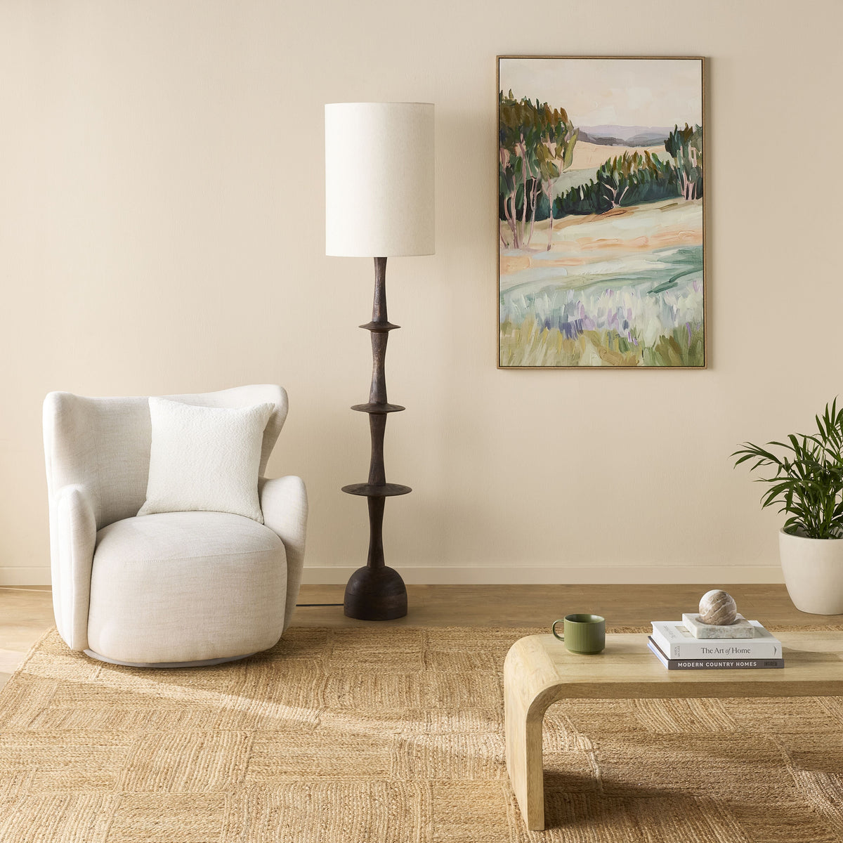 Lazuri Wooden Floor Lamp 185cm