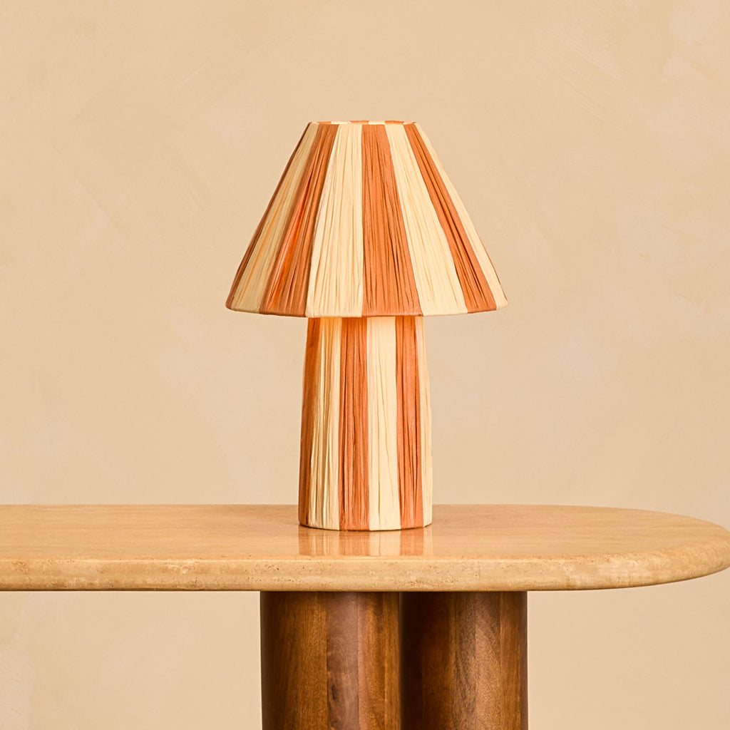 Sandstone Striped Textured Paper Table Lamp 35cm