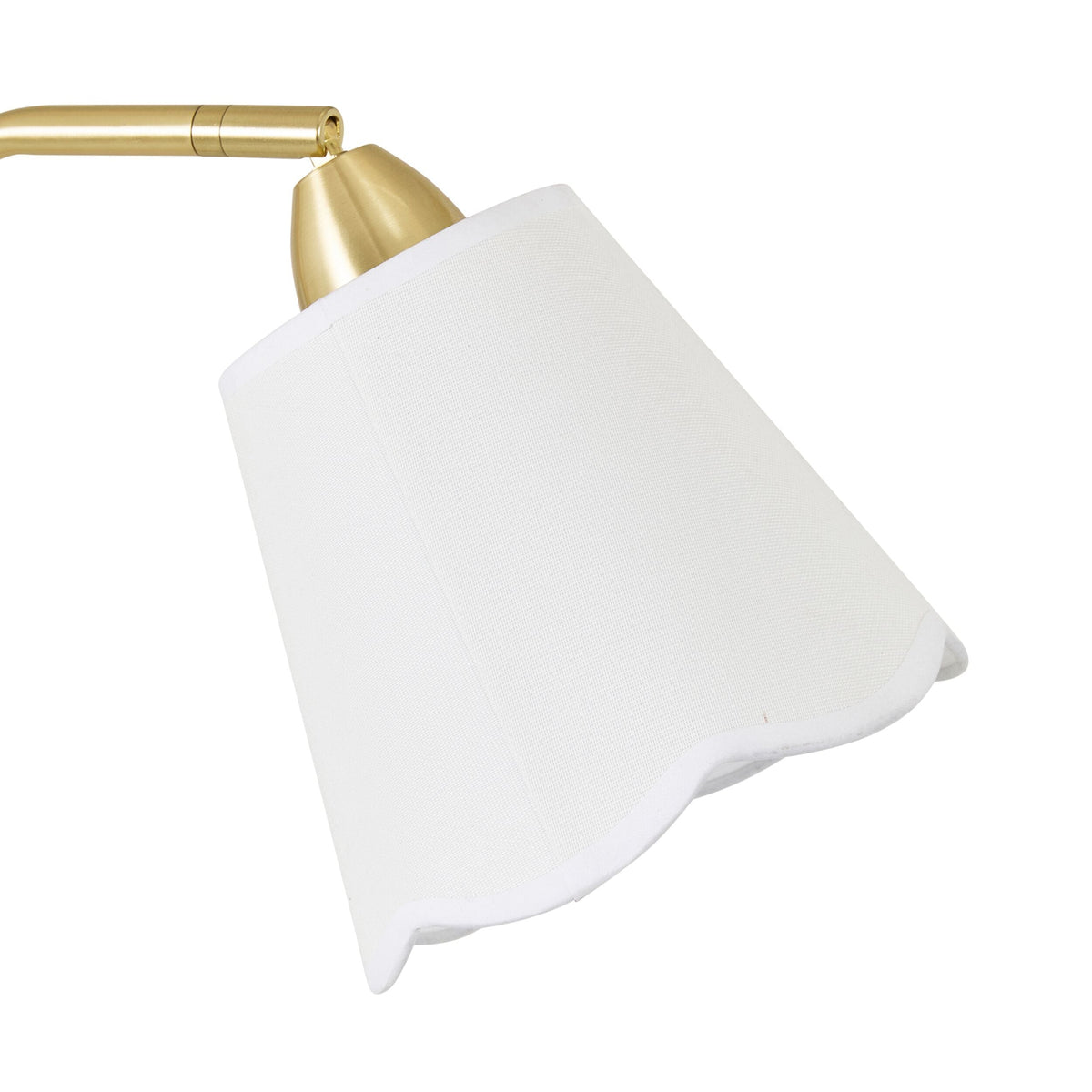 Satin Brass Table Lamp with Scalloped Fabric Shade 55cm