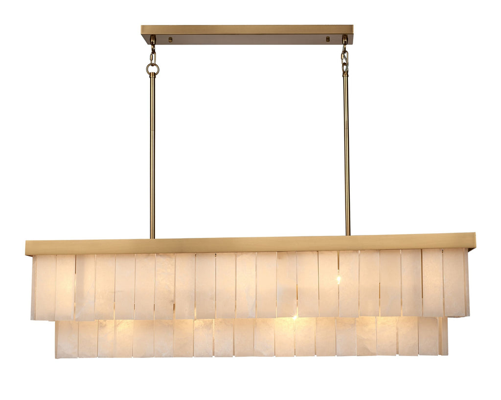 Aster 9 Light Rectangle Marble Chandelier 120x32cm