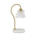 Frosted Glass Petal Table Lamp with Marble-Look Base 35cm