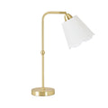 Satin Brass Table Lamp with Scalloped Fabric Shade 55cm