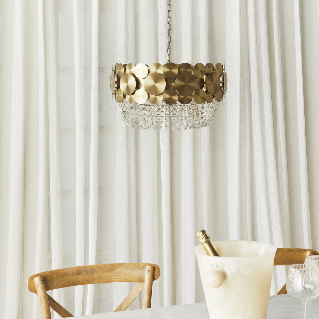 Ambrosia Satin Brass 6 Light Crystal Glass Chandelier