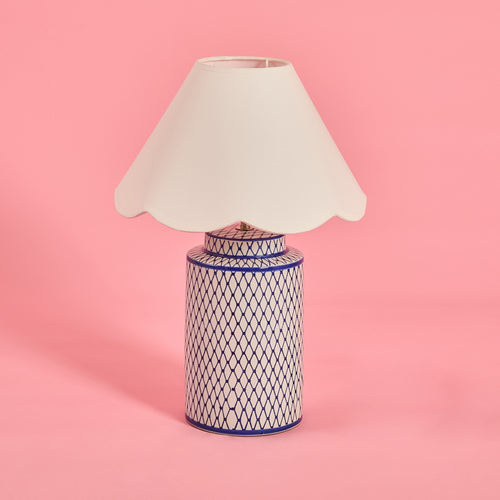 Blue Lattice Ceramic Table Lamp Base 26cm