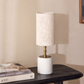 Marble Table Lamp with White Cotton Shade 50cm