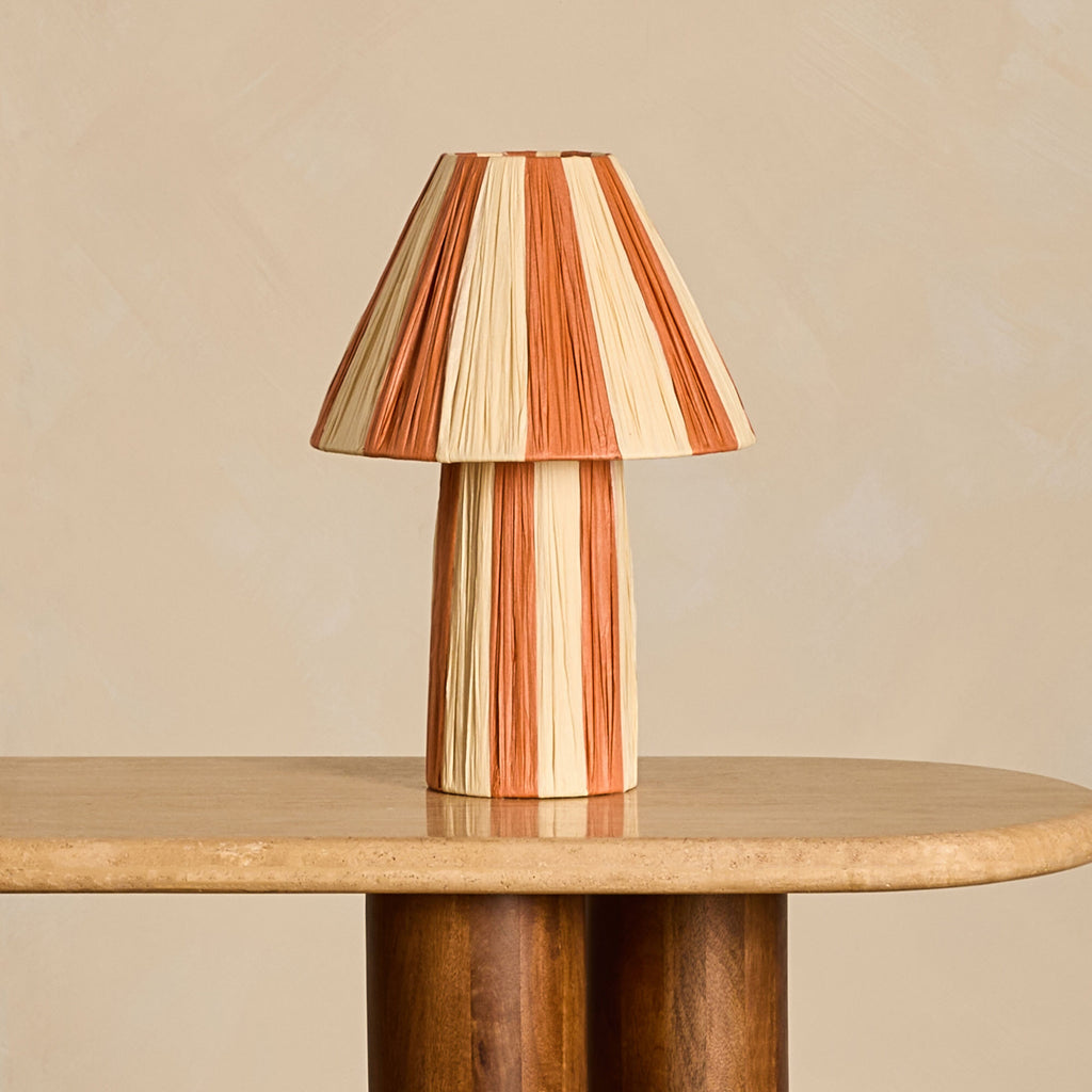 Sandstone Striped Textured Paper Table Lamp 35cm