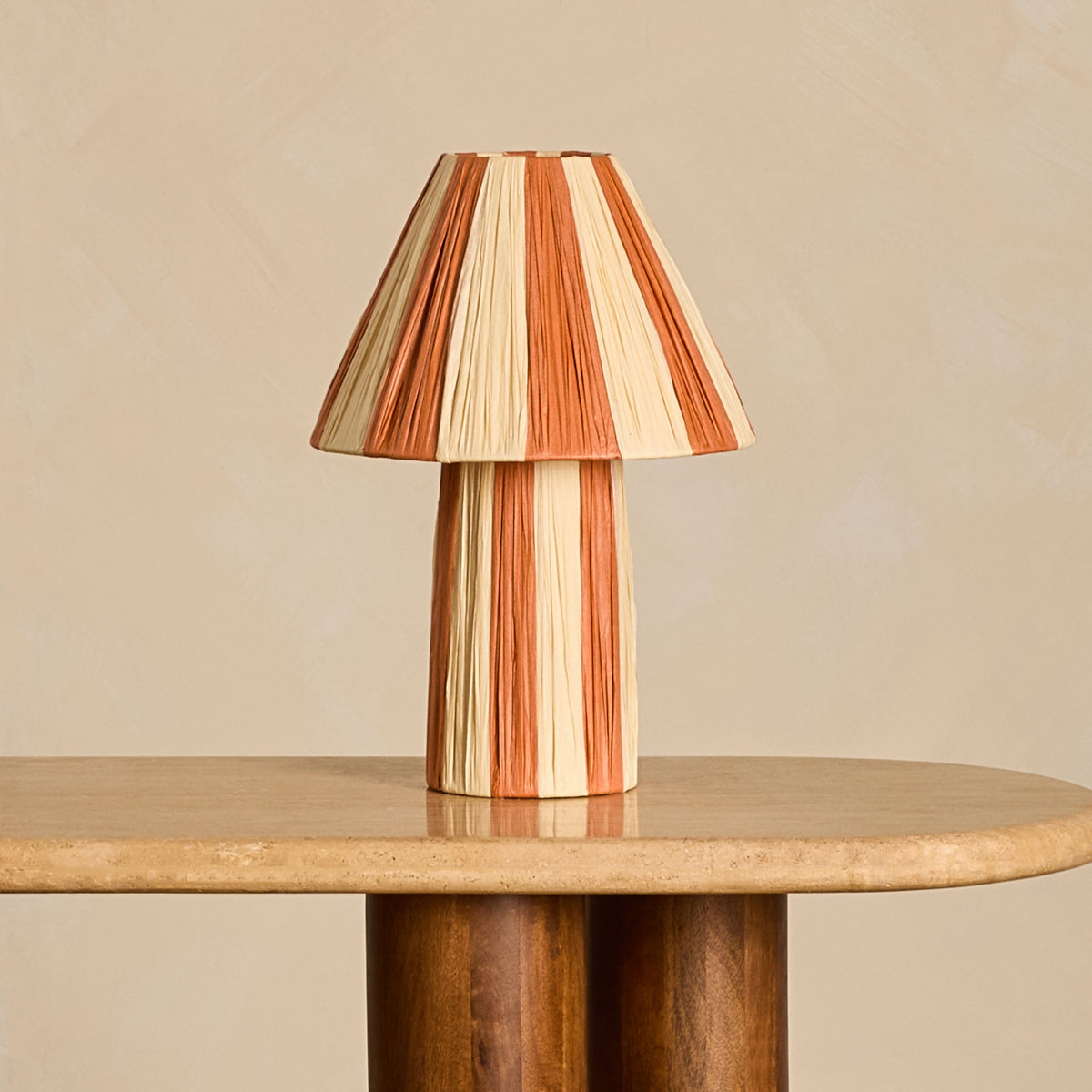 Sandstone Striped Textured Paper Table Lamp 35cm