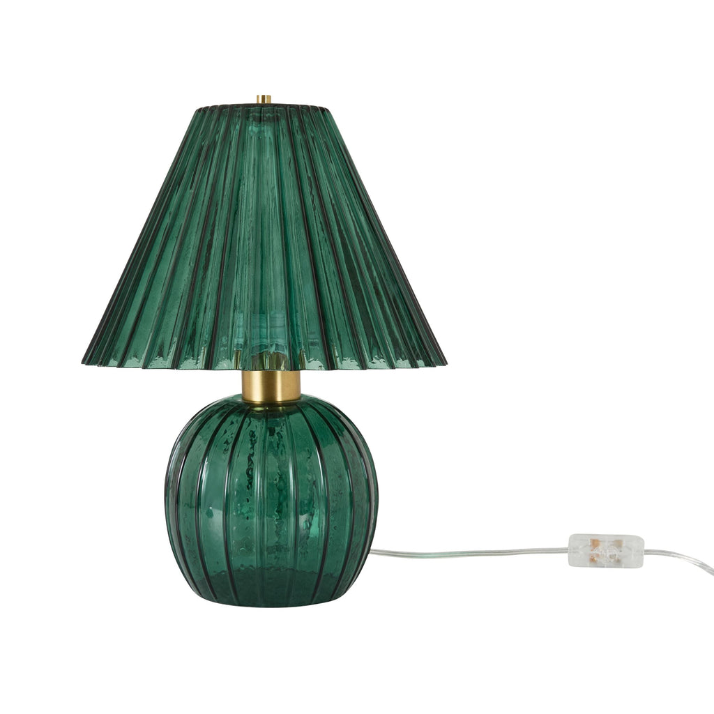 Ribbed Green Glass Table Lamp 37cm