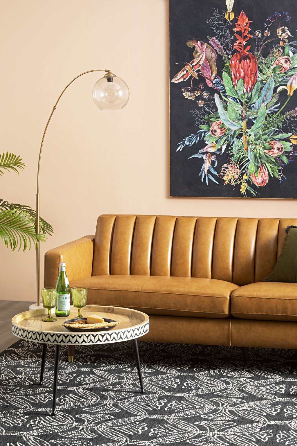 Azzedine Gold Metal Floor Lamp 166cm