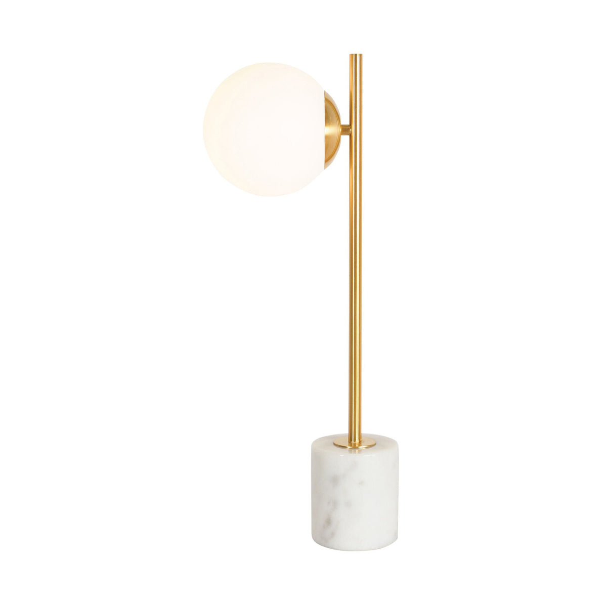 Gold Brass-Plated Glass and Metal Table Lamp with Marble Base 56cm