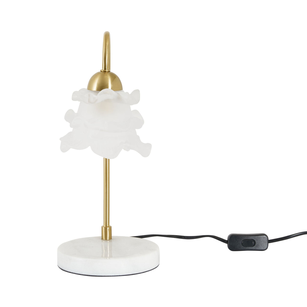 Frosted Glass Petal Table Lamp with Marble-Look Base 35cm