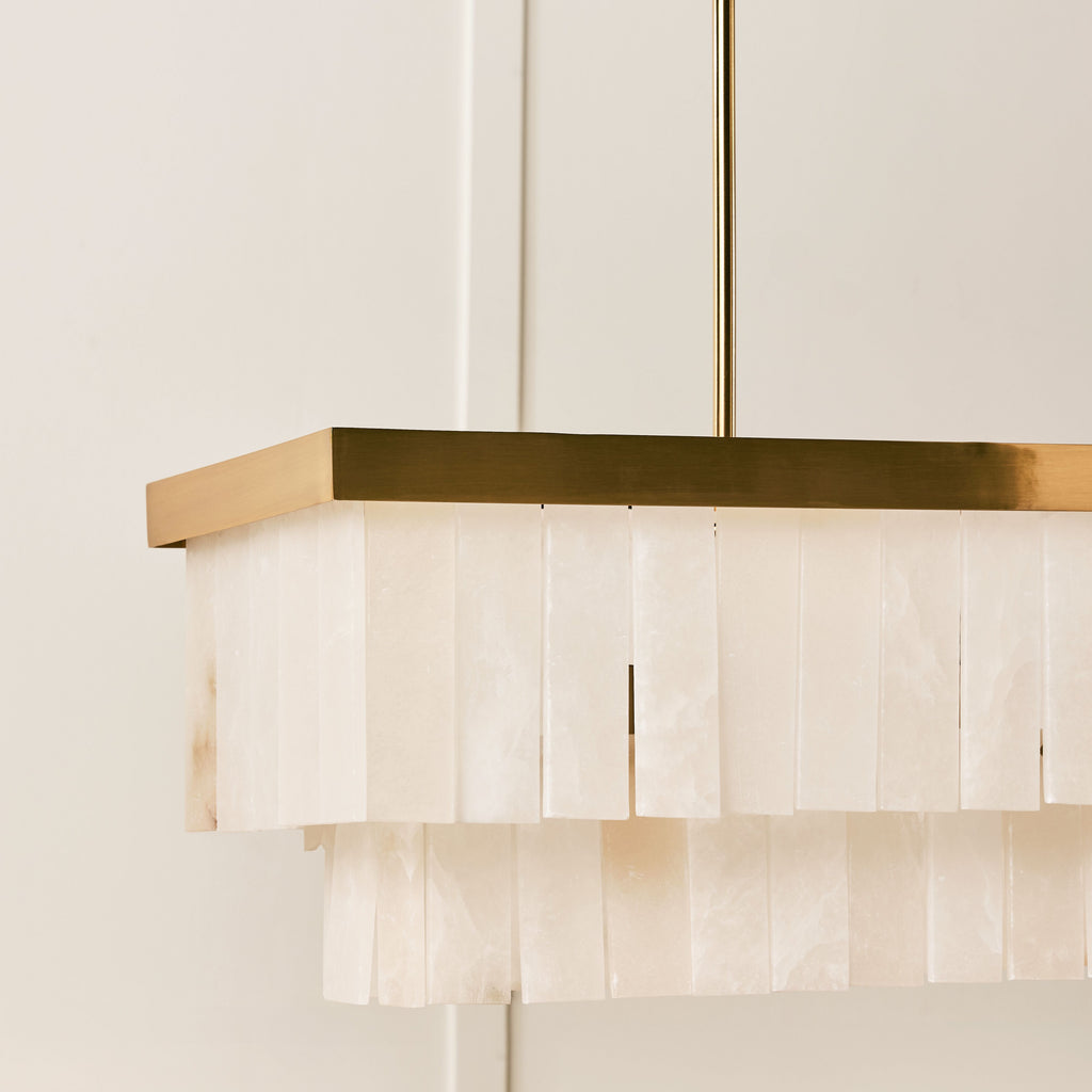 Aster 9 Light Rectangle Marble Chandelier 120x32cm