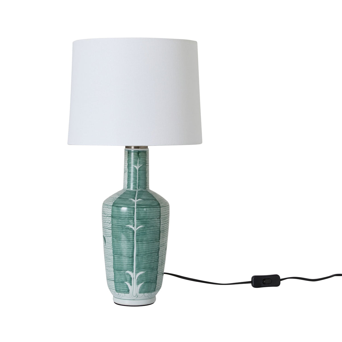 Sage Green Ceramic Table Lamp with White Shade 56cm