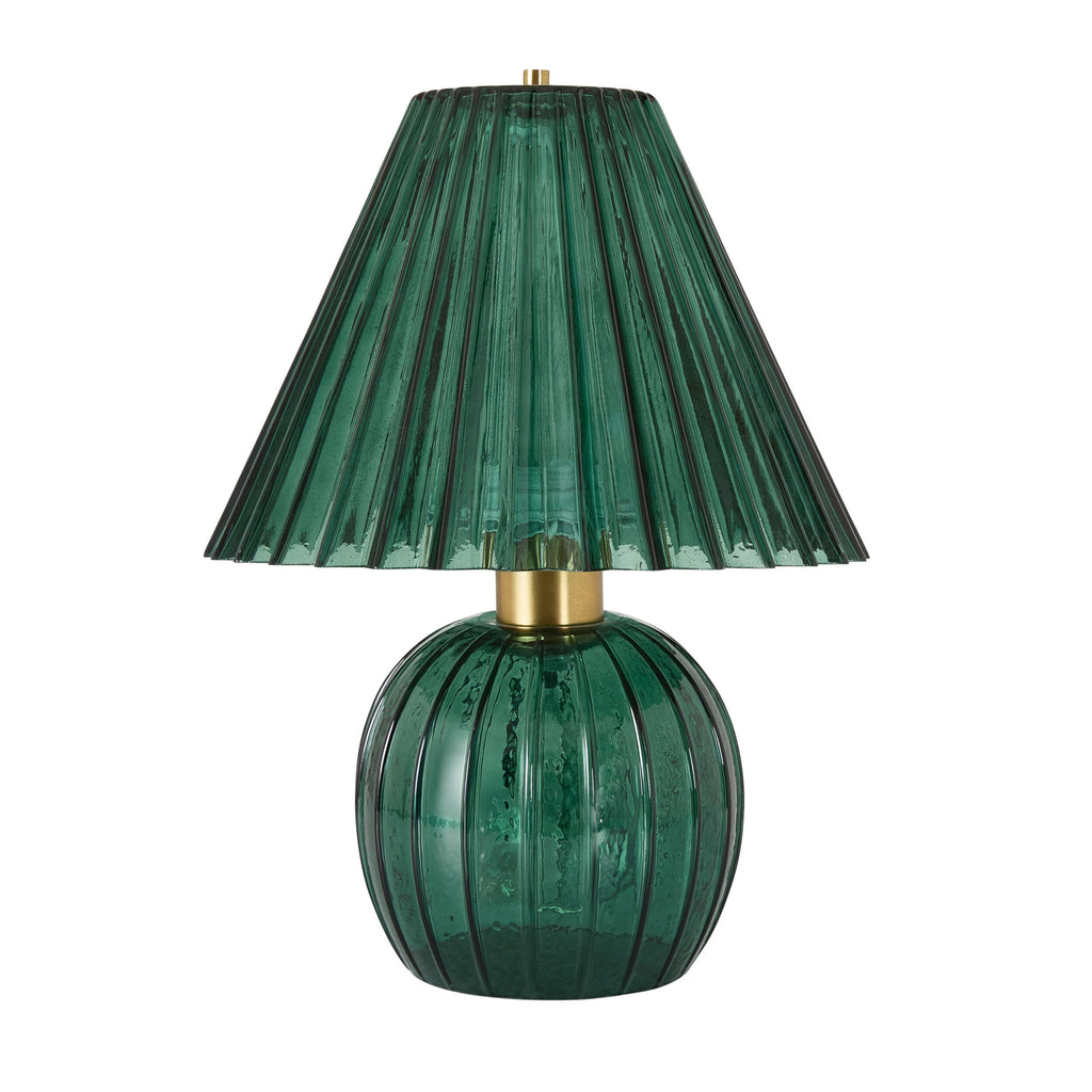 Ribbed Green Glass Table Lamp 37cm