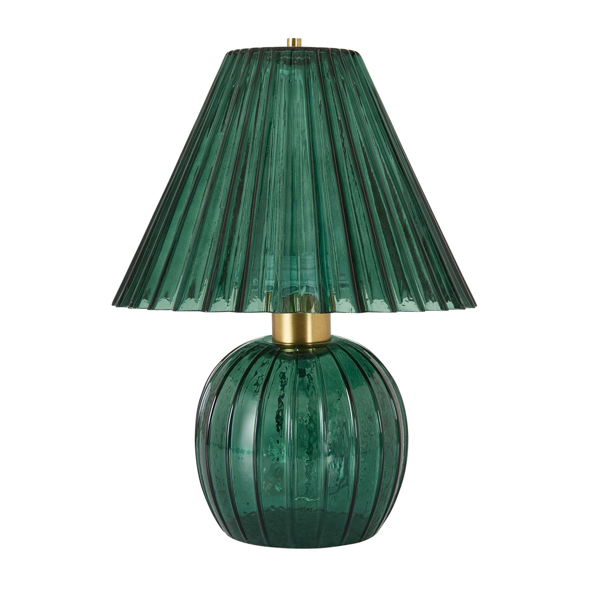 Ribbed Green Glass Table Lamp 37cm