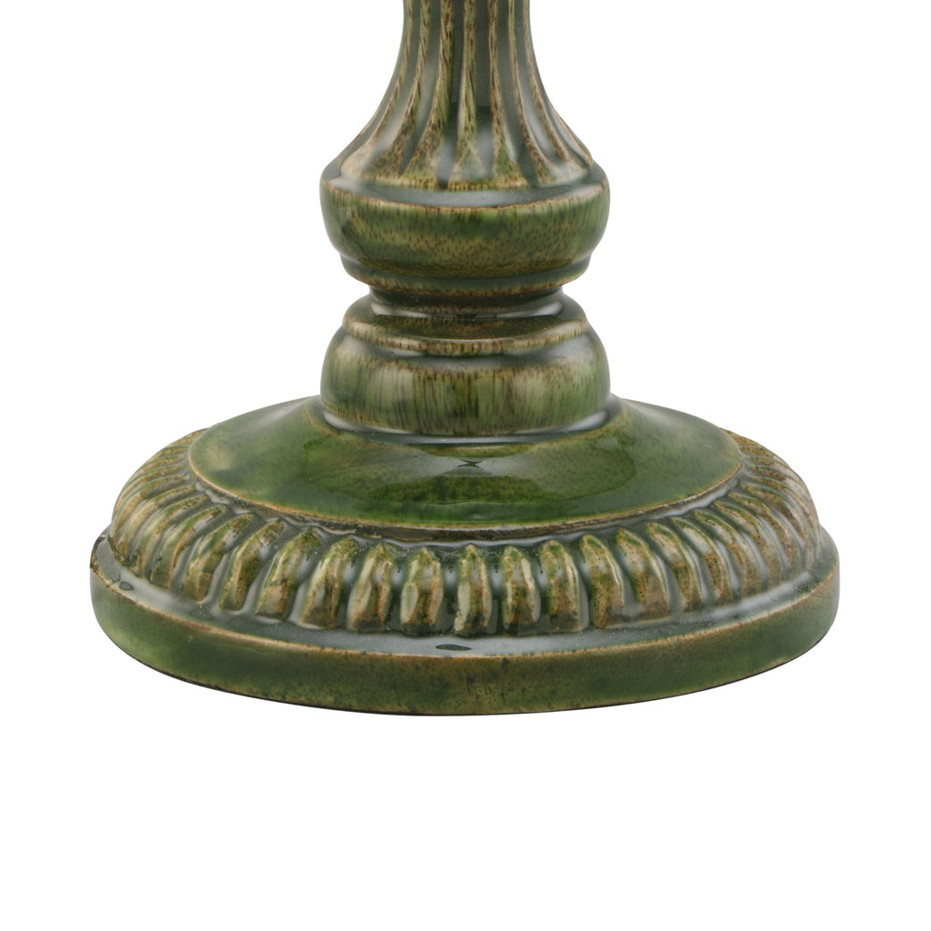 Green Carved Mango Wood Table Lamp Base 13x13x36cm