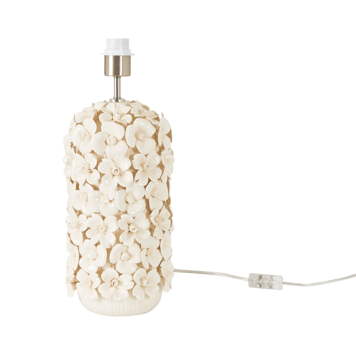 Ivory Floral Ceramic Table Lamp Base 18x35cm