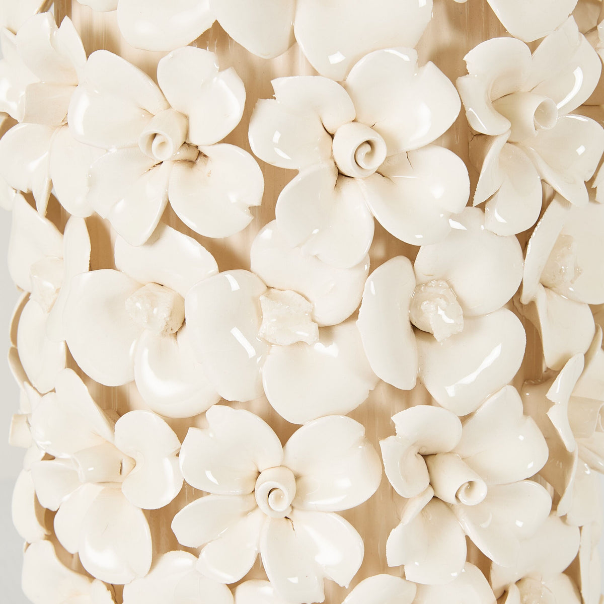 Ivory Floral Ceramic Table Lamp Base 18x35cm