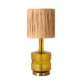 Amber Glass Table Lamp with Natural Raffia Shade 60cm