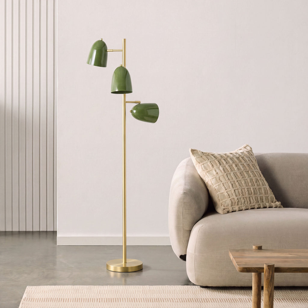 Argo Metal Floor Lamp Matte Brass/Green 158cm