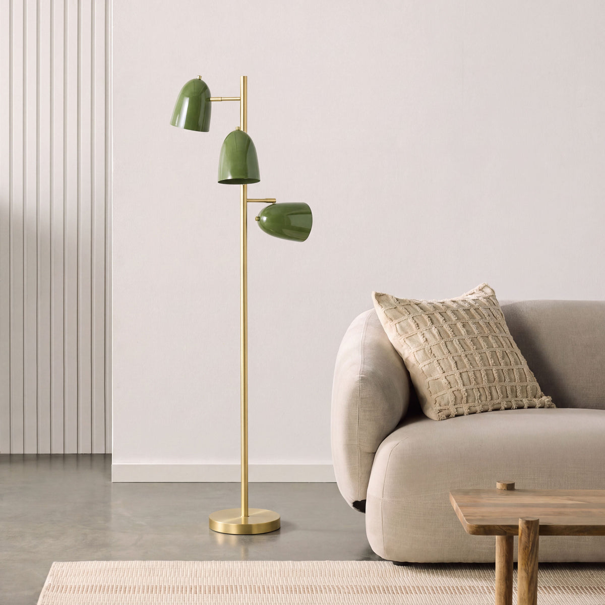 Argo Metal Floor Lamp Matte Brass/Green 158cm