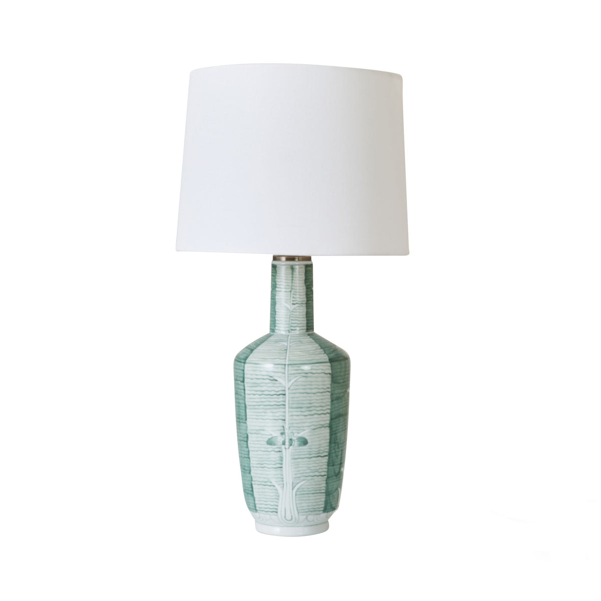 Sage Green Ceramic Table Lamp with White Shade 56cm