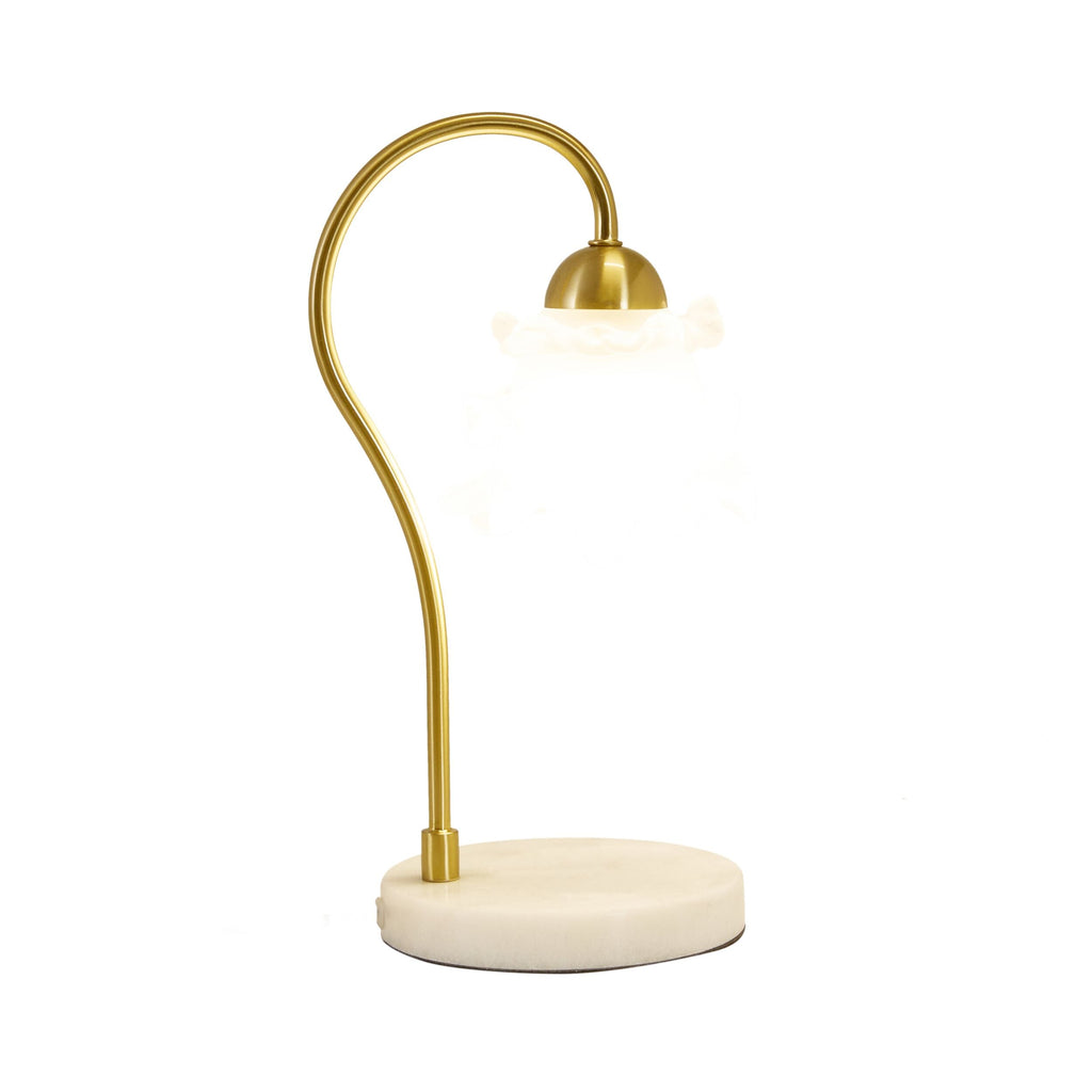 Frosted Glass Petal Table Lamp with Marble-Look Base 35cm