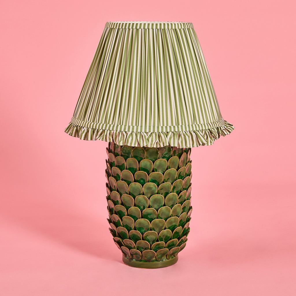 Green Fish-Scale Ceramic Table Lamp Base 21x30cm