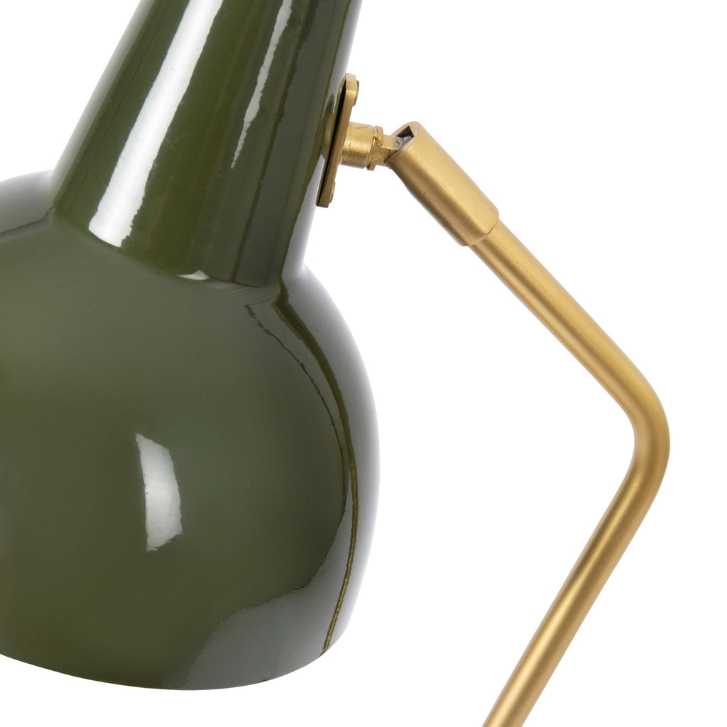 Matte Brass Metal Table Lamp with Green Shade 57cm
