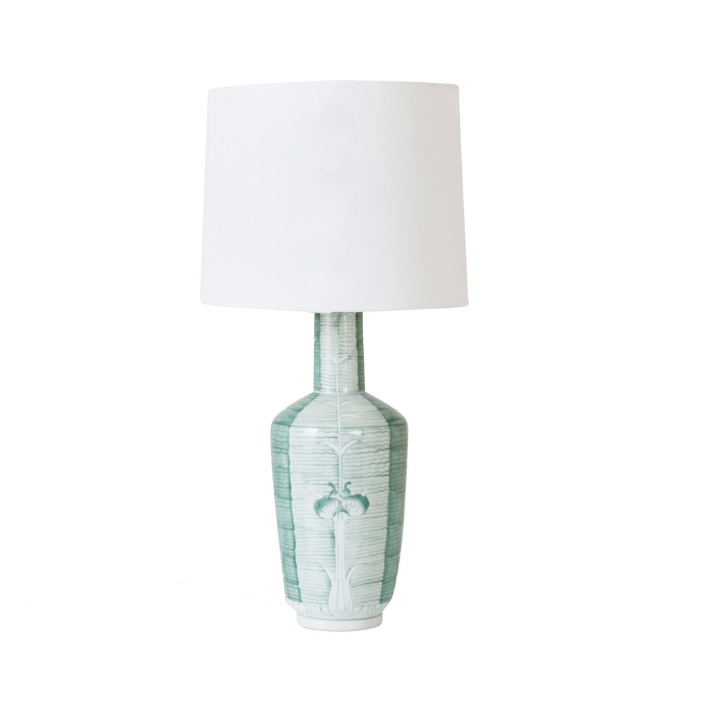 Sage Green Ceramic Table Lamp with White Shade 56cm