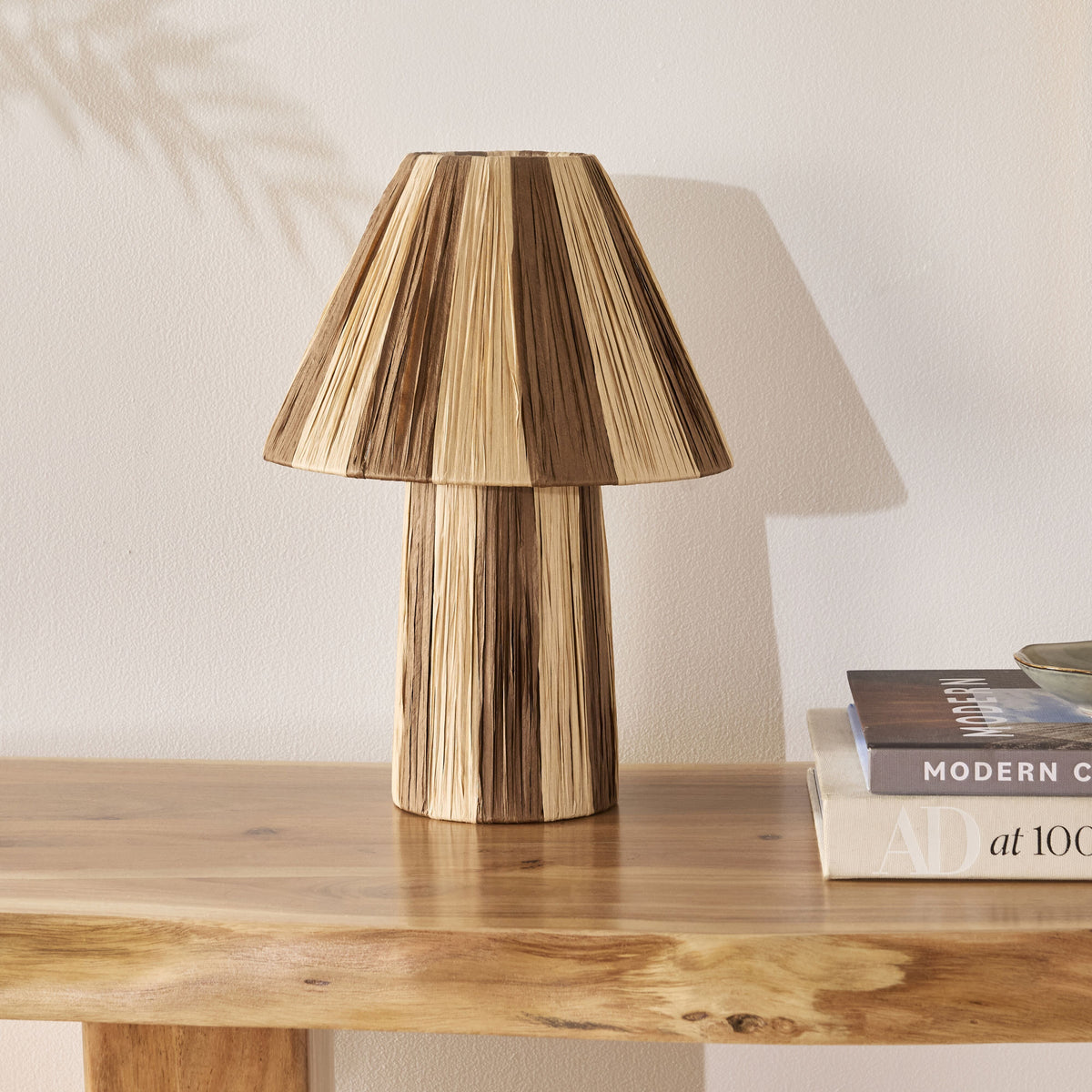 Chocolate Pleated Paper Fibre Table Lamp 35cm