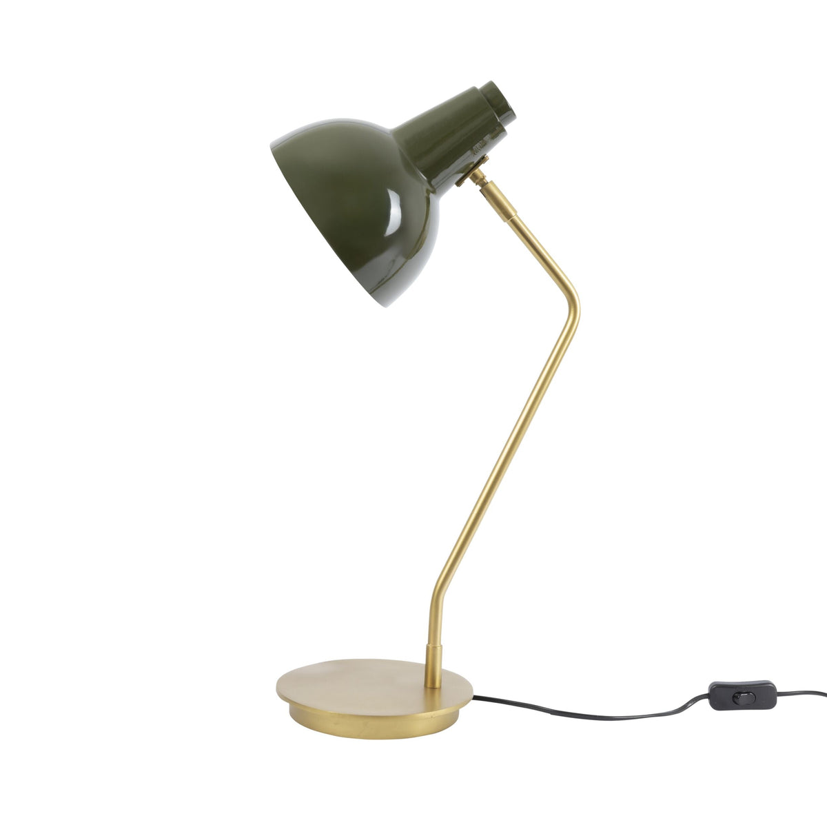 Matte Brass Metal Table Lamp with Green Shade 57cm