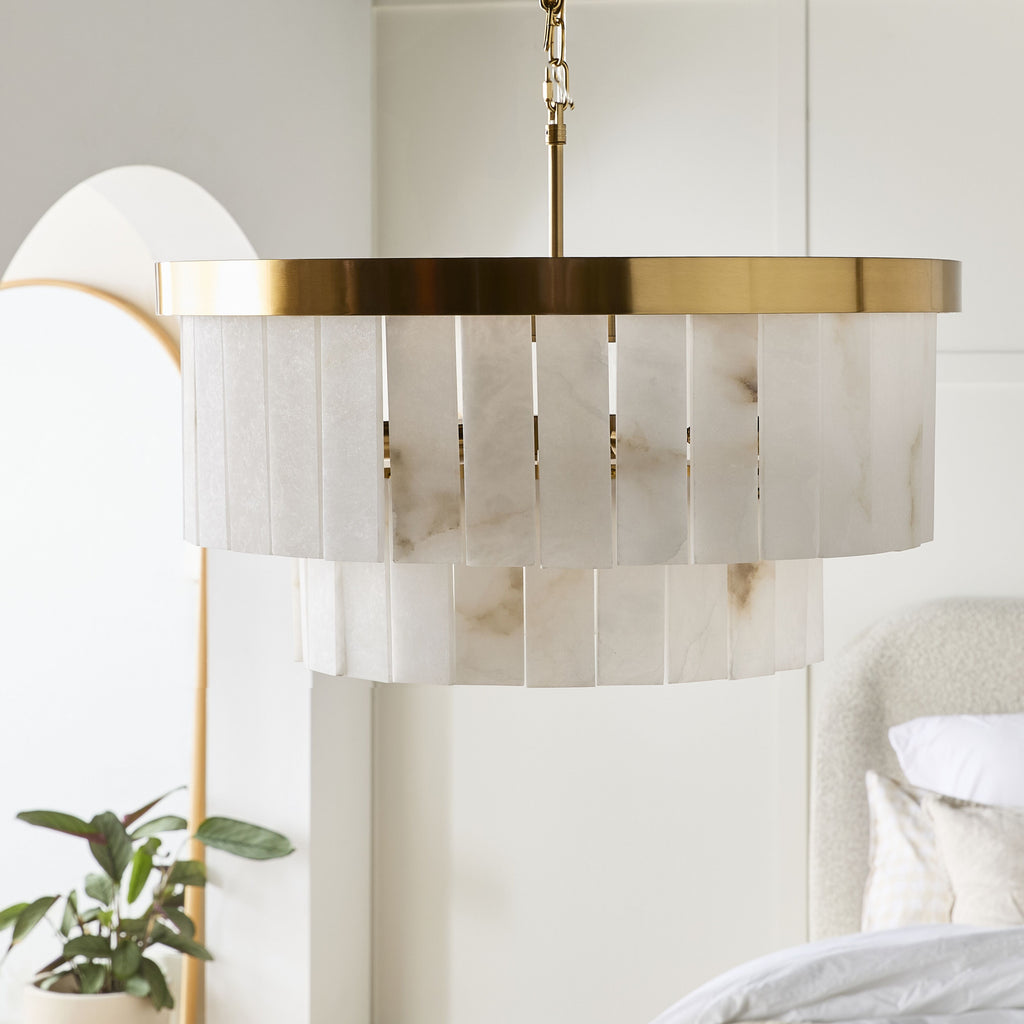 Aster 9 Light Round Marble Chandelier 60x47cm