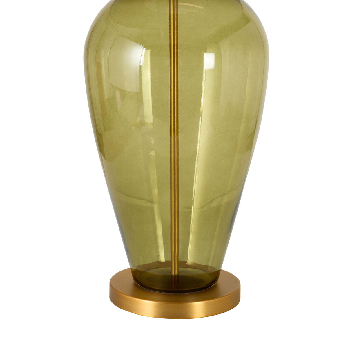 Green Glass Table Lamp with Natural Linen Shade 84cm