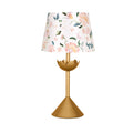 Brass-Look Table Lamp with Botanical Cotton Shade 62cm