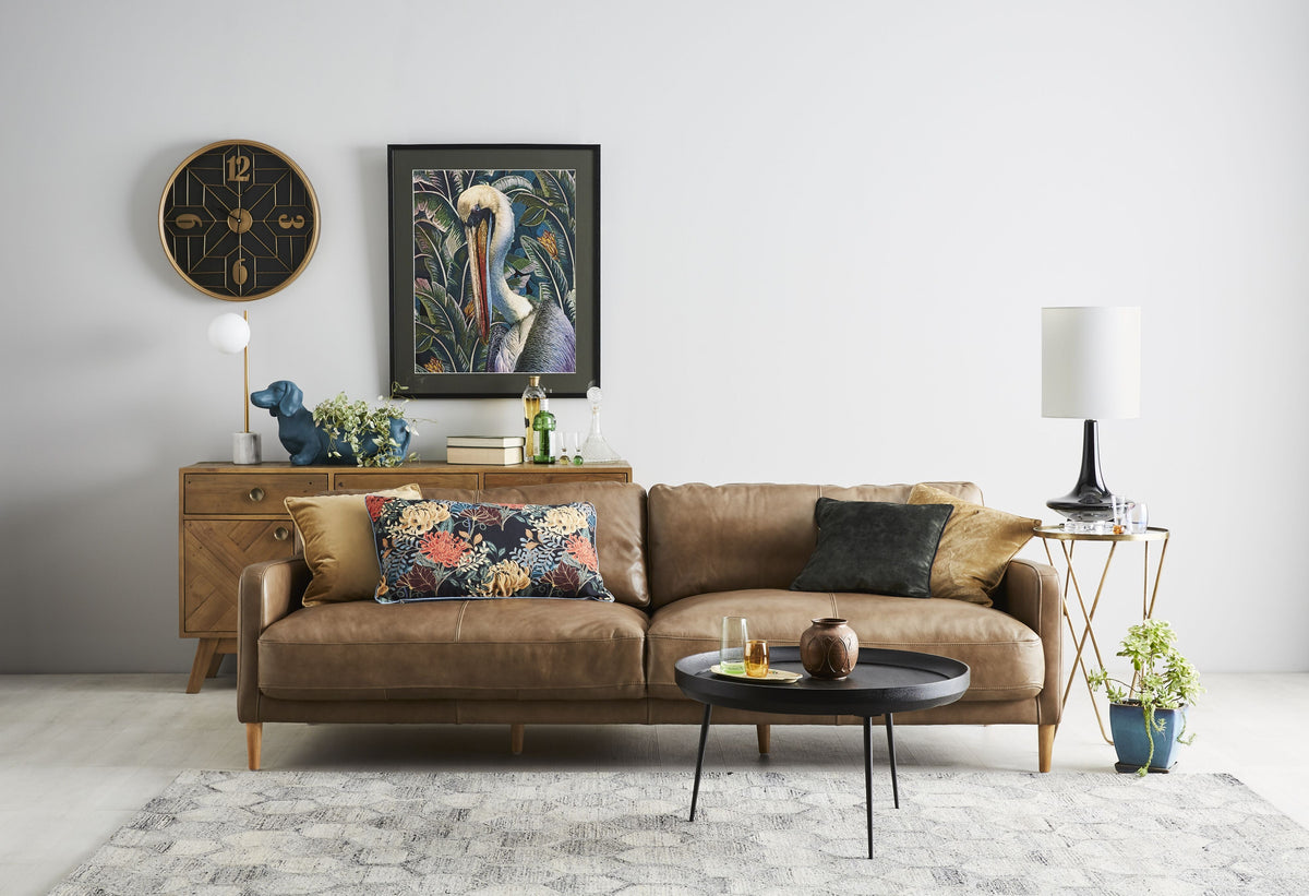 Gold Brass-Plated Glass and Metal Table Lamp with Marble Base 56cm